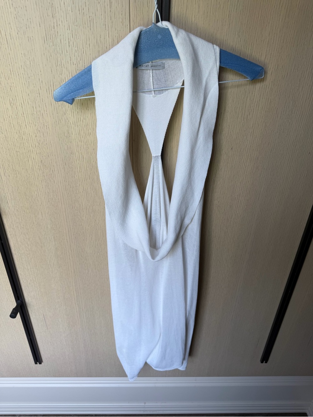Sarah Pacini White Draped Linen blend Tunic
